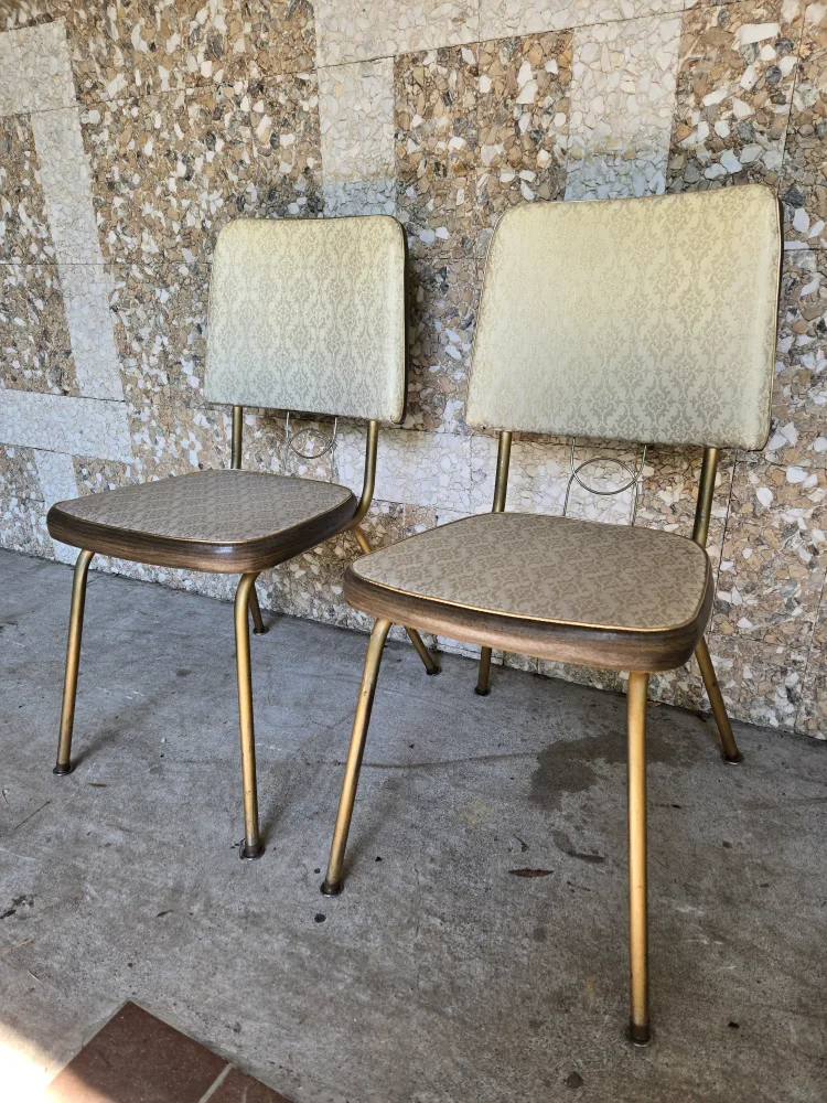 Pair Of Vintage Diner Chairs With Gold Trim (Price Per Chair) thumbnail
