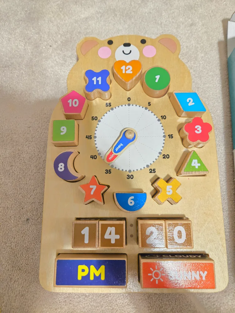 Clock Block Wooden Shape Sorting Toy image indicator(2)