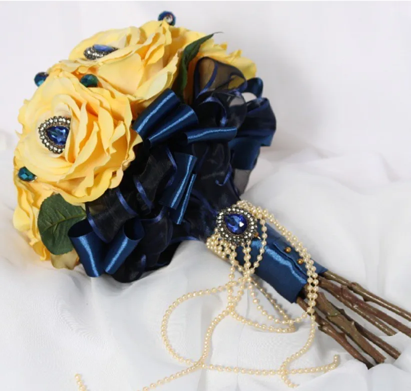 Yellow & Blue Decorative Flower Bouquet image indicator(2)