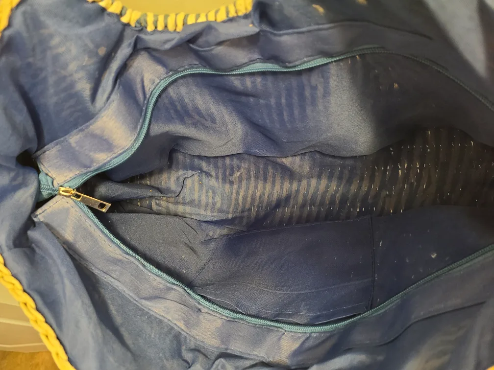 Blue and White Woven Shoulder Bag image indicator(3)