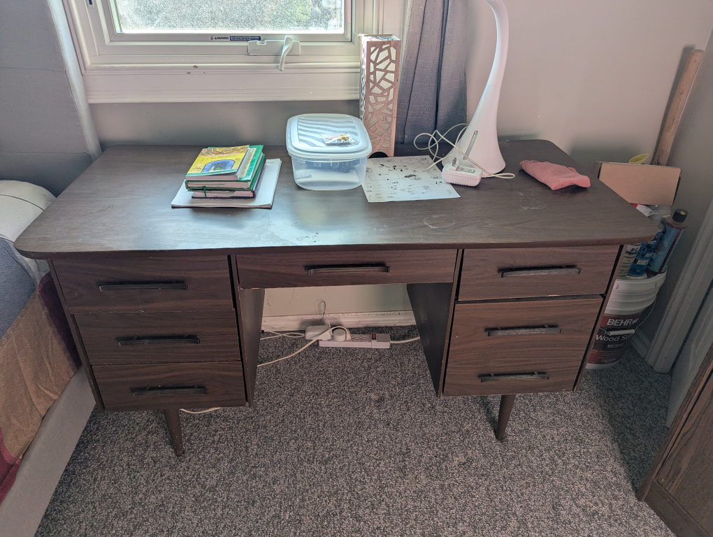 Vintage Wooden Desk with Drawers - photo 2
