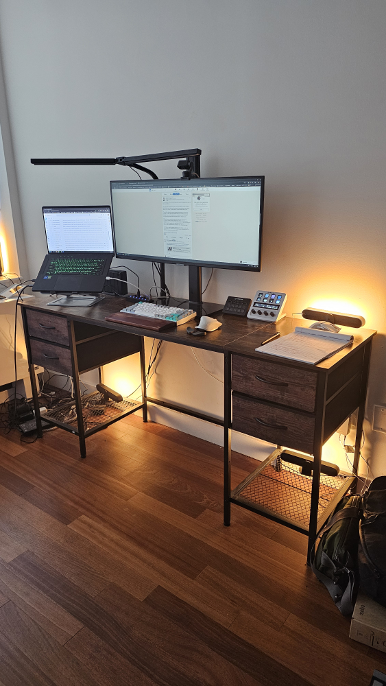 Wide Desk with Sturdy metal frame and 4 drawers - photo 2