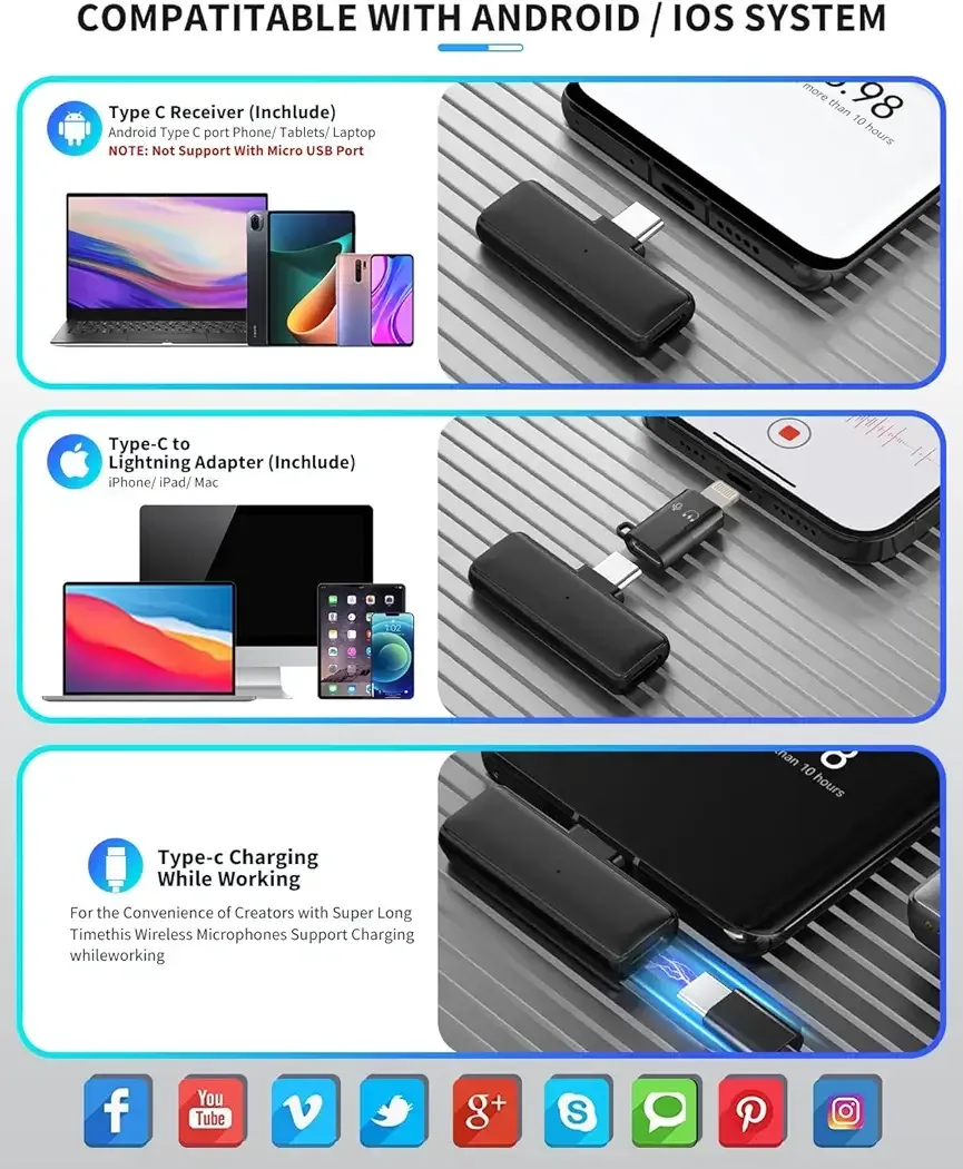 Wireless Microphone with 3 Level Noise Reduction + Charging Case image indicator(5)