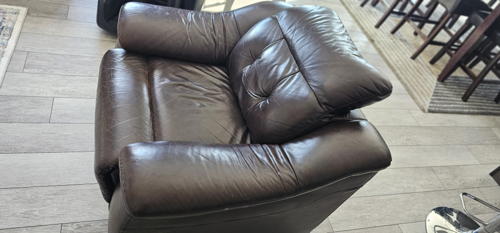 Brown Leather Reclining Sofa, Love seat and Chair Set - photo 2
