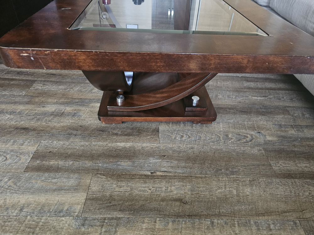 Elegant Wooden Coffee Table with Glass Top - photo 3