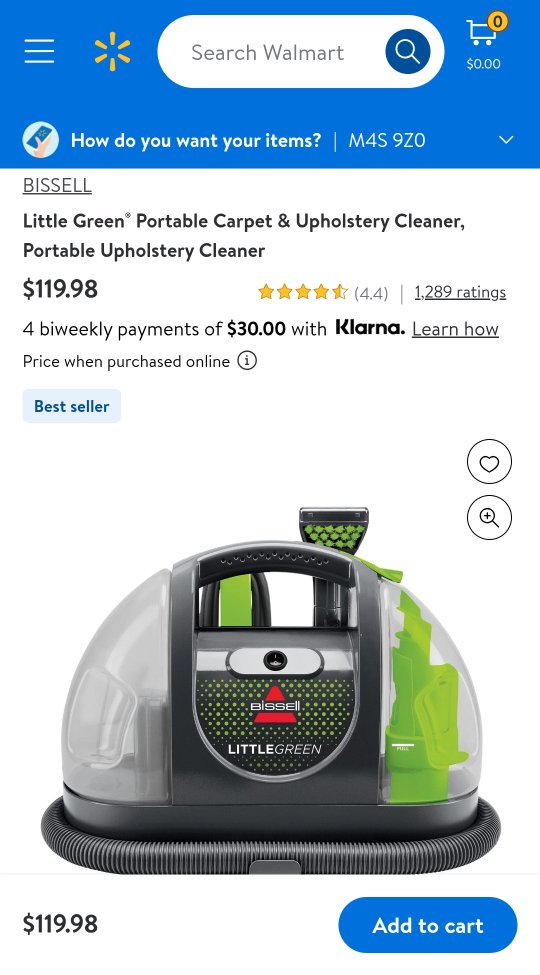 Little Green Portable Carpet & Upholstery Cleaner