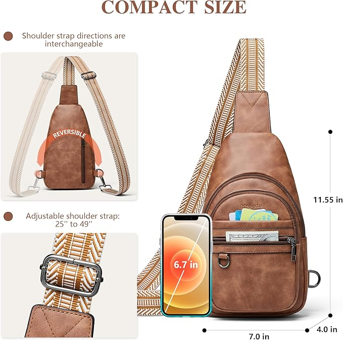 Mroede 5 Pocket Crossbody Sling Bag – Vegan PU Leather - photo 5