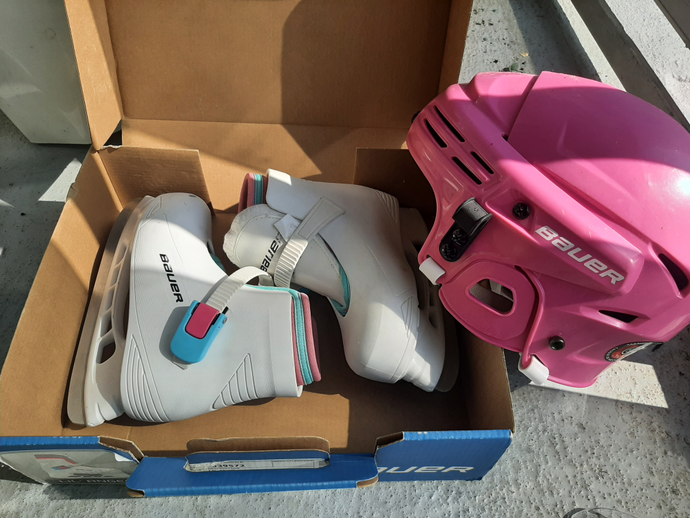 Bauer Ice Skates and Hockey Helmet Bundle