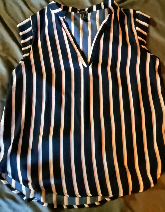 #freecycle Forever 21 Striped Sleeveless Blouse - Size M thumbnail