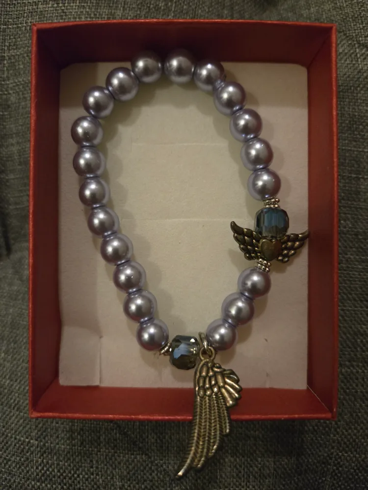 Pearl Bracelet with Angel Wing Charm thumbnail