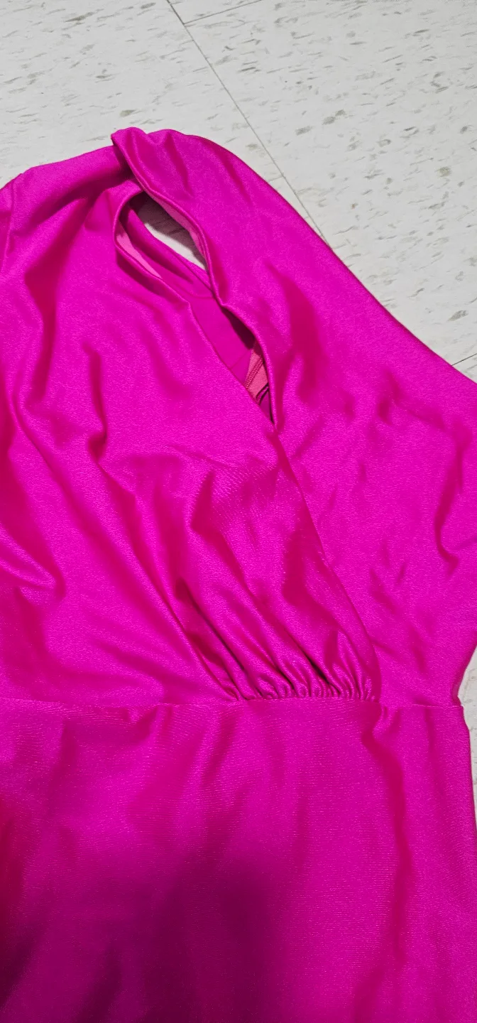 Hot Pink One-Shoulder Dress image indicator(4)
