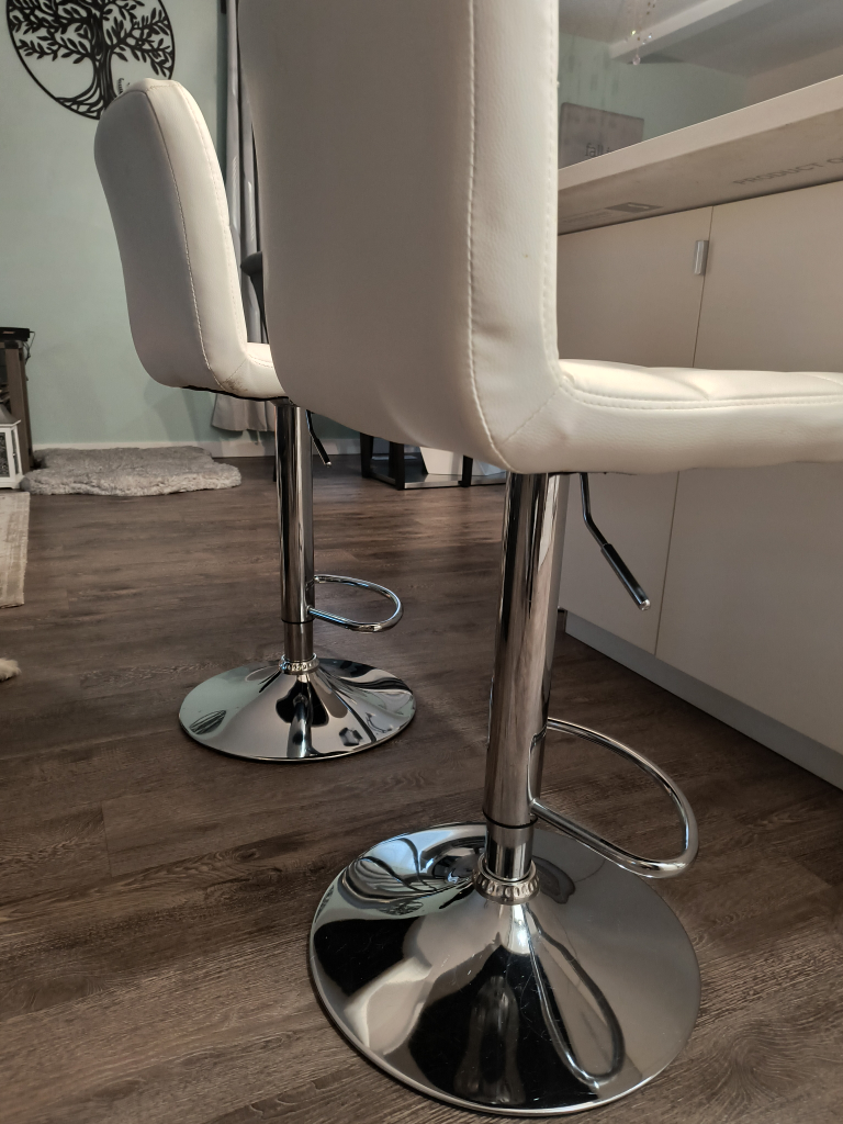 Set of 2 White Faux Leather Bar Stools - photo 3