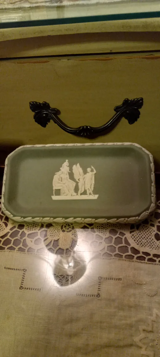 Green and White Decorative Decanter & oval trinket dish image indicator(3)