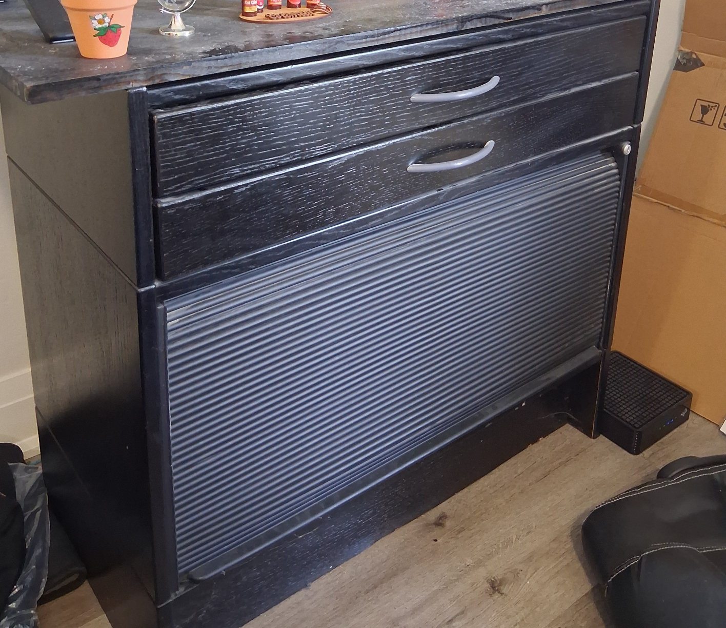 Dark Wood Cabinet with Drawers - photo 2