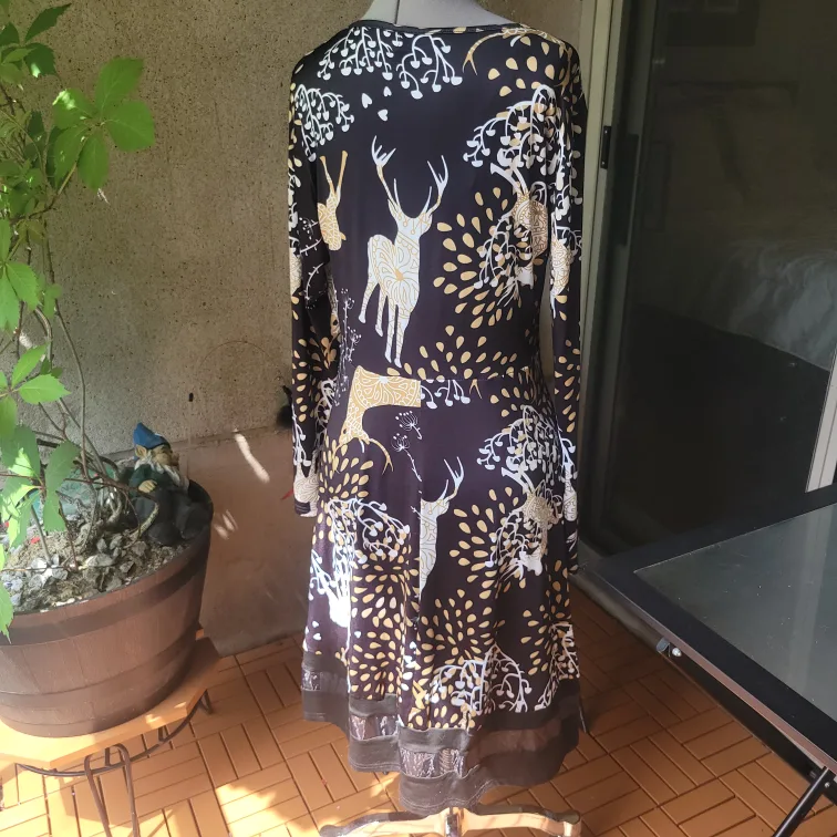 Long Sleeve Deer Pattern Dress XL image indicator(2)