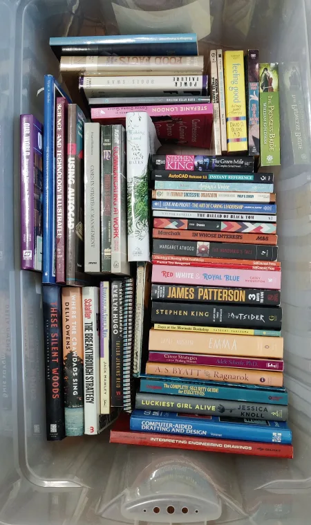 Box of Assorted Books - Novels, Management, Tech