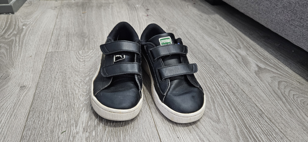 Puma Black Sneakers with Velcro Straps - Size 3