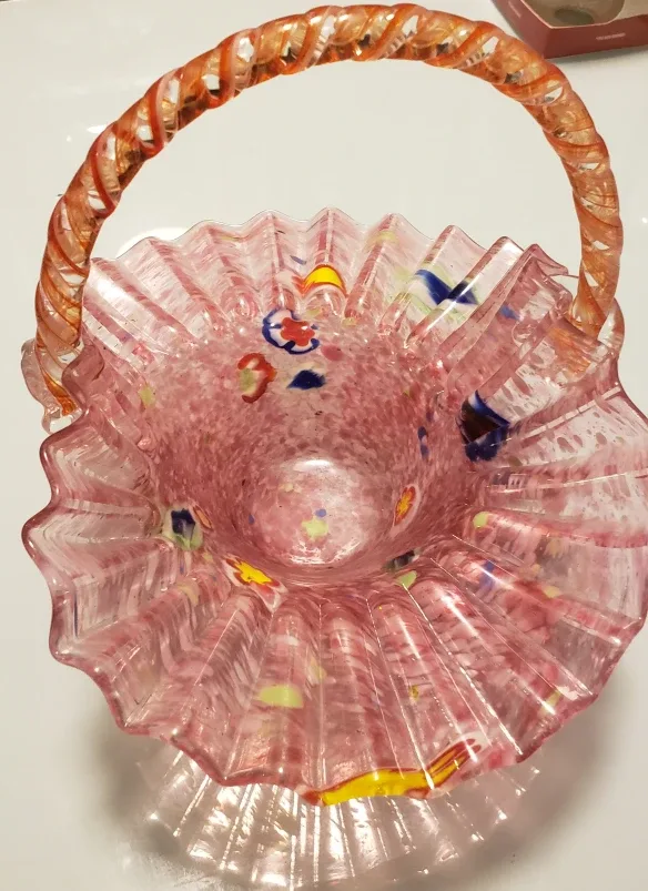 beautiful Vintage Glass Basket thumbnail