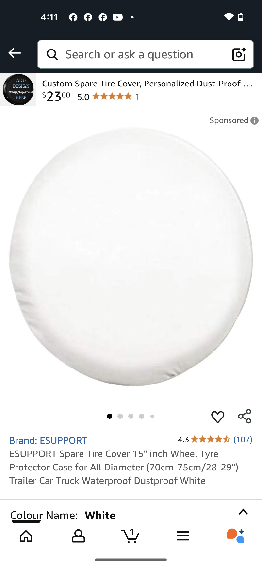 4 White Spare Tire Covers