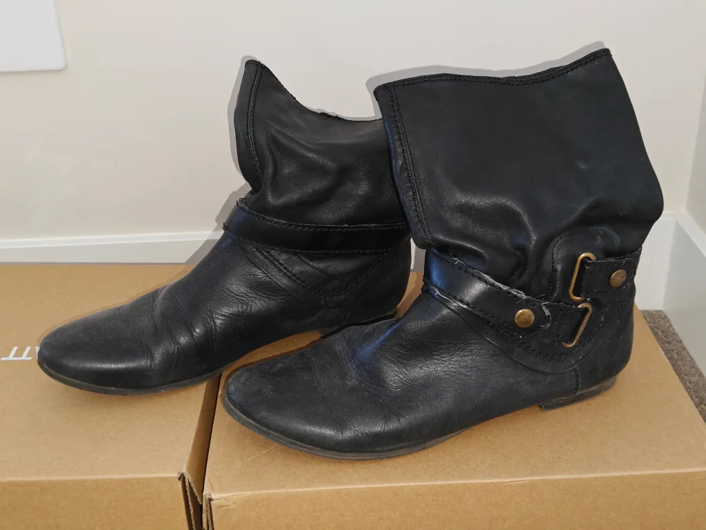 Nine West Women Leather Boots - Black - Size US 8.5 M thumbnail