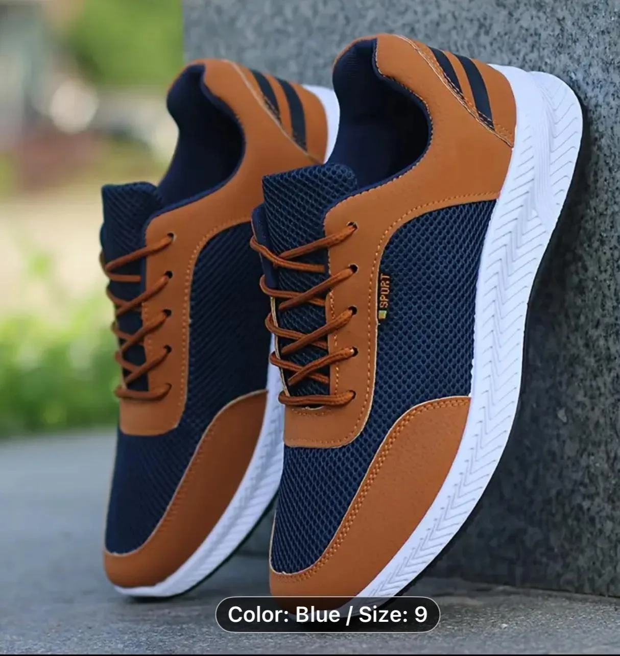 Men's Sport Sneakers - Blue/Tan - Size 9 thumbnail