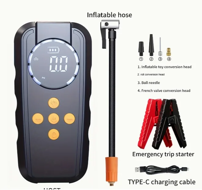 Car Jump Starter + tire inflator, powerbank in 1 image indicator(4)