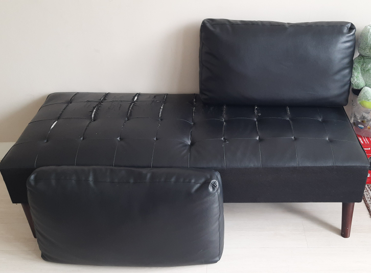 Black Faux Leather Loveseat