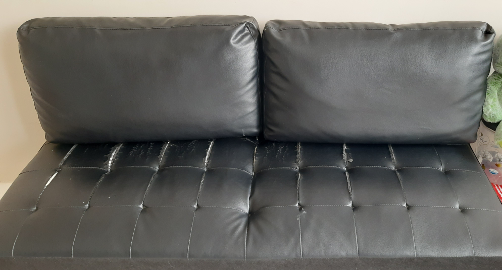 Black Faux Leather Loveseat - photo 2