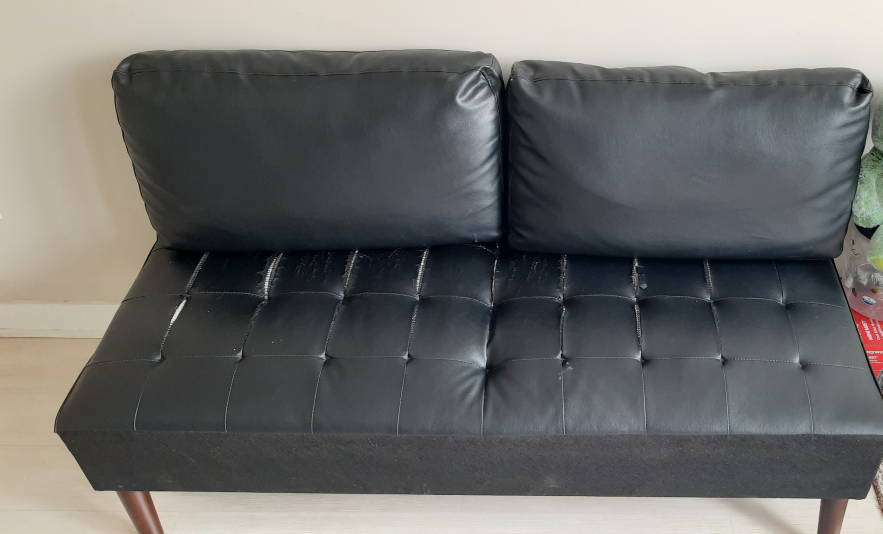 Black Faux Leather Loveseat - photo 3