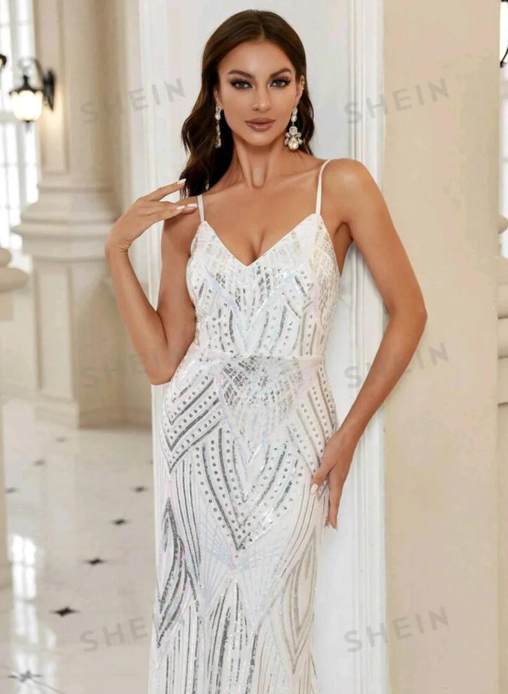 Shein White Sequin Maxi Dress image indicator(3)