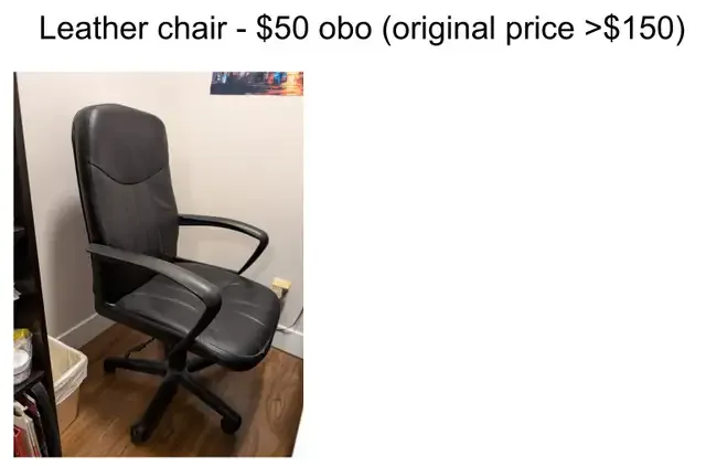 Black Leather Office Chair thumbnail