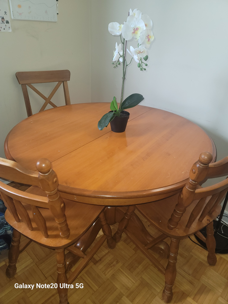 Round Wooden Dining Table with 2 Chairs
