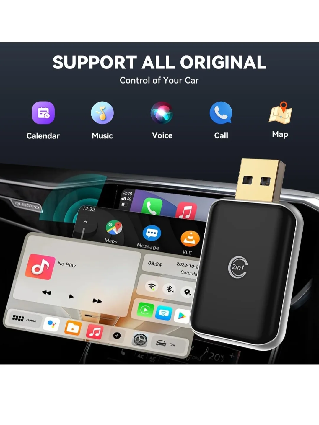 2in1 Wireless CarPlay Adapter - Android Auto image indicator(3)