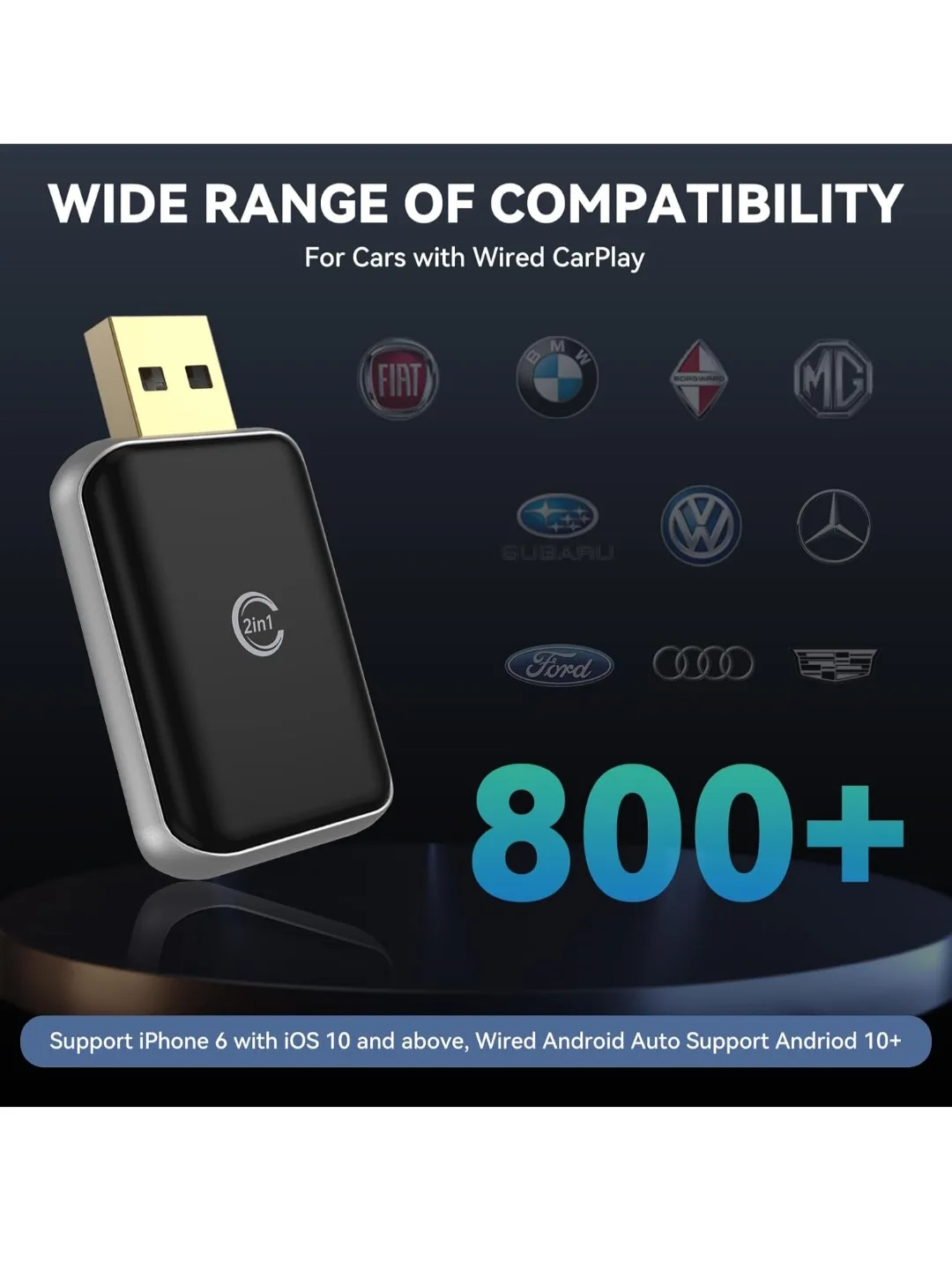 2in1 Wireless CarPlay Adapter - Android Auto image indicator(4)