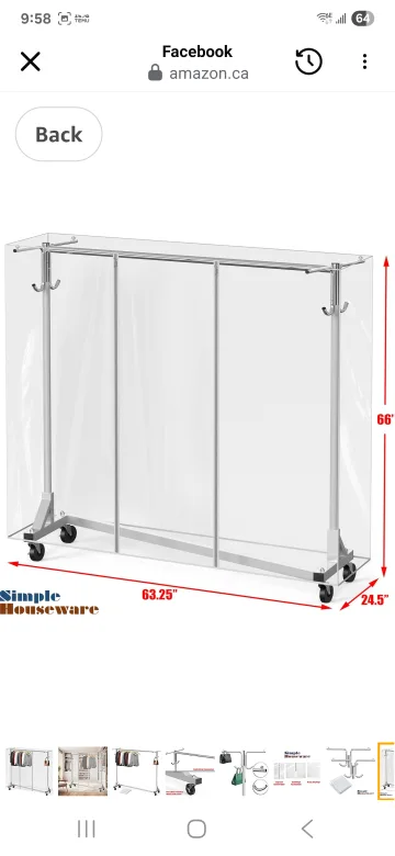 Simple Houseware Garment Rack with Wheels thumbnail