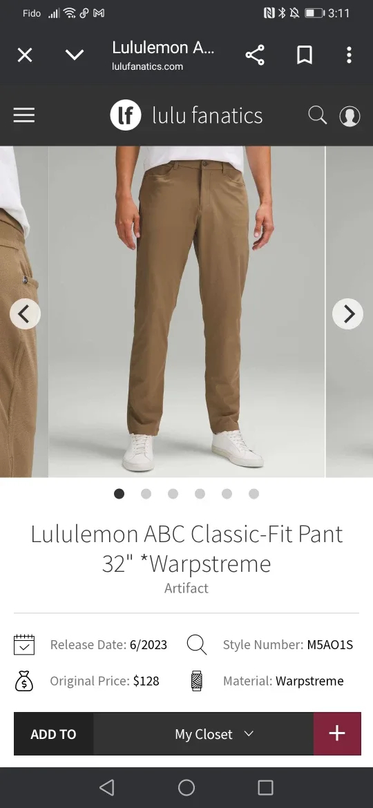 Lululemon ABC Classic-Fit Pant 32" *Warpstreme Artifact S40 thumbnail