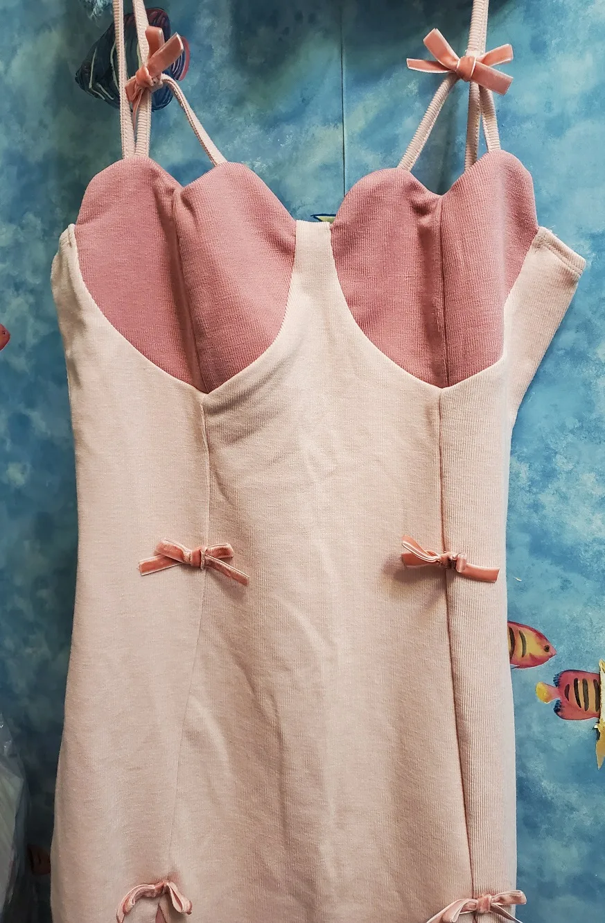 Spaghetti Strap Pink Bow Dress image indicator(2)