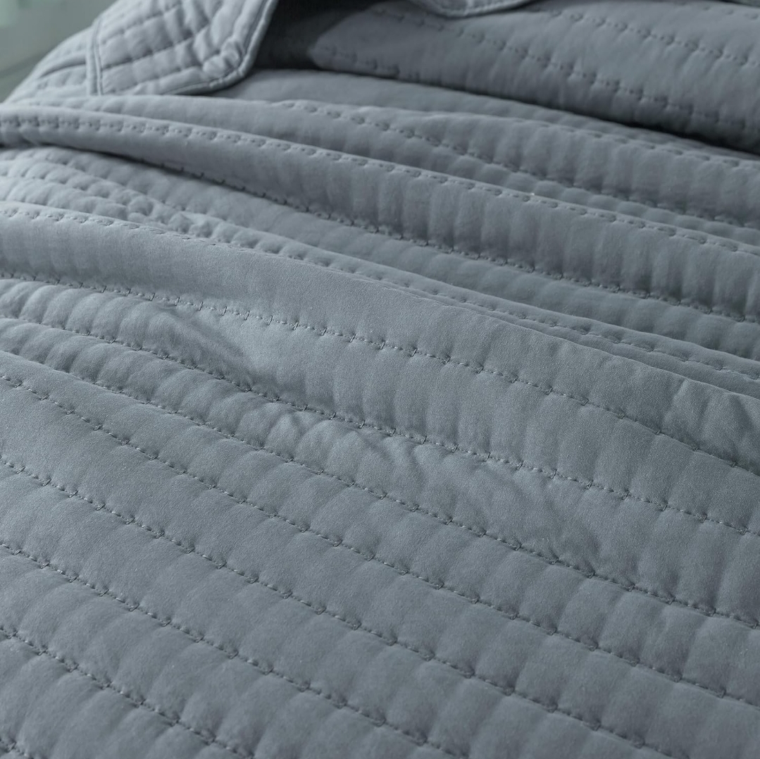 King size Quilted Bedspread Set - Blue Gray - photo 5