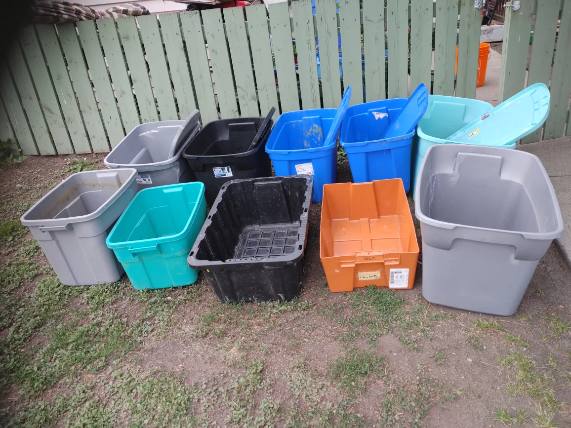 Assorted Plastic Storage Bins