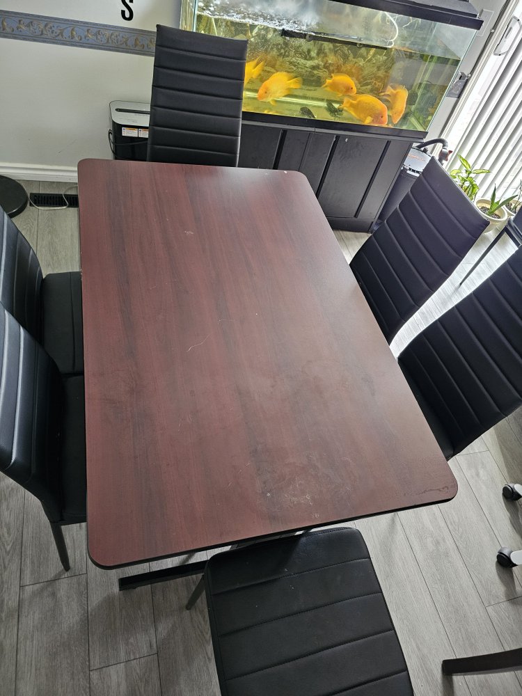 Dining Table with Black Chairs - Set of 6 Black