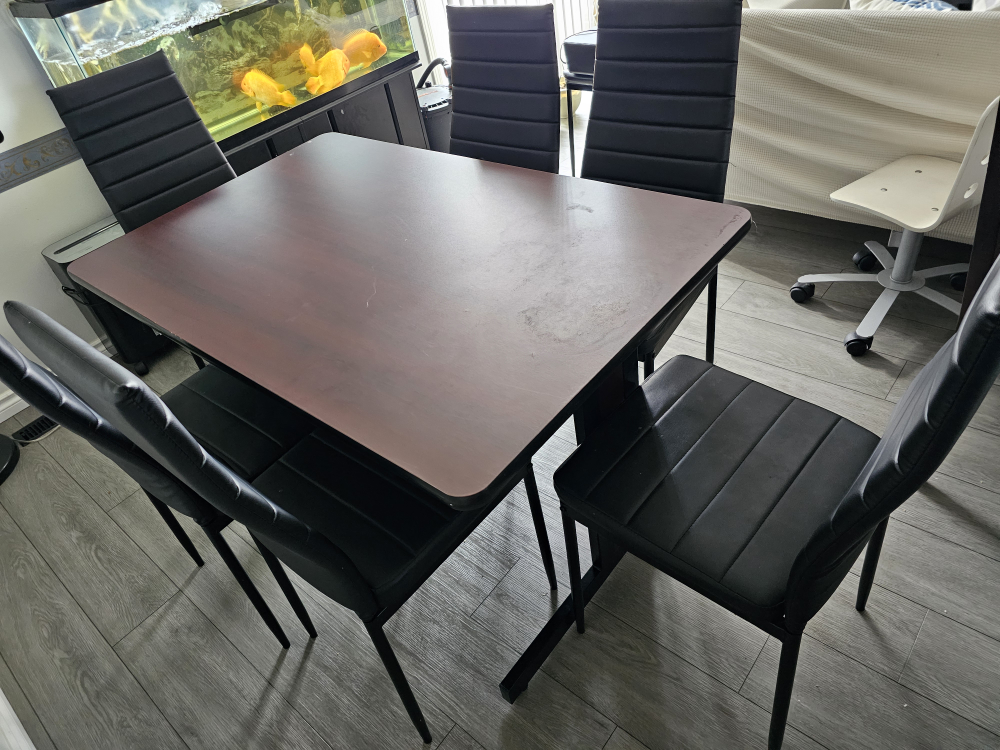 Dining Table with Black Chairs - Set of 6 Black - photo 2