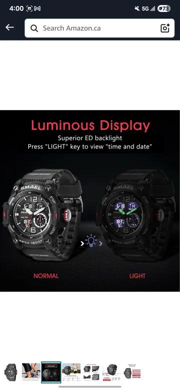 SMAEL Men's Sports Watch - Black image indicator(3)