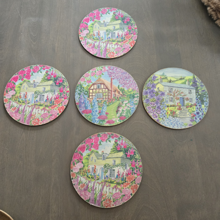 Vintage Cork Floral Trivets/Coasters