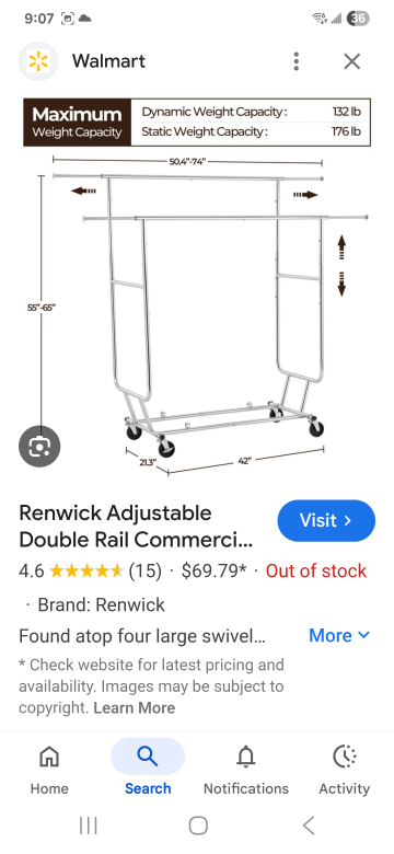 Renwick Adjustable Double Rail Commercial Clothing Rack - photo 2