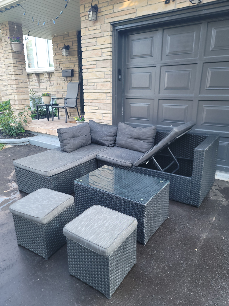 Outdoor Sectional Sofa Set with Table and Stools - photo 4