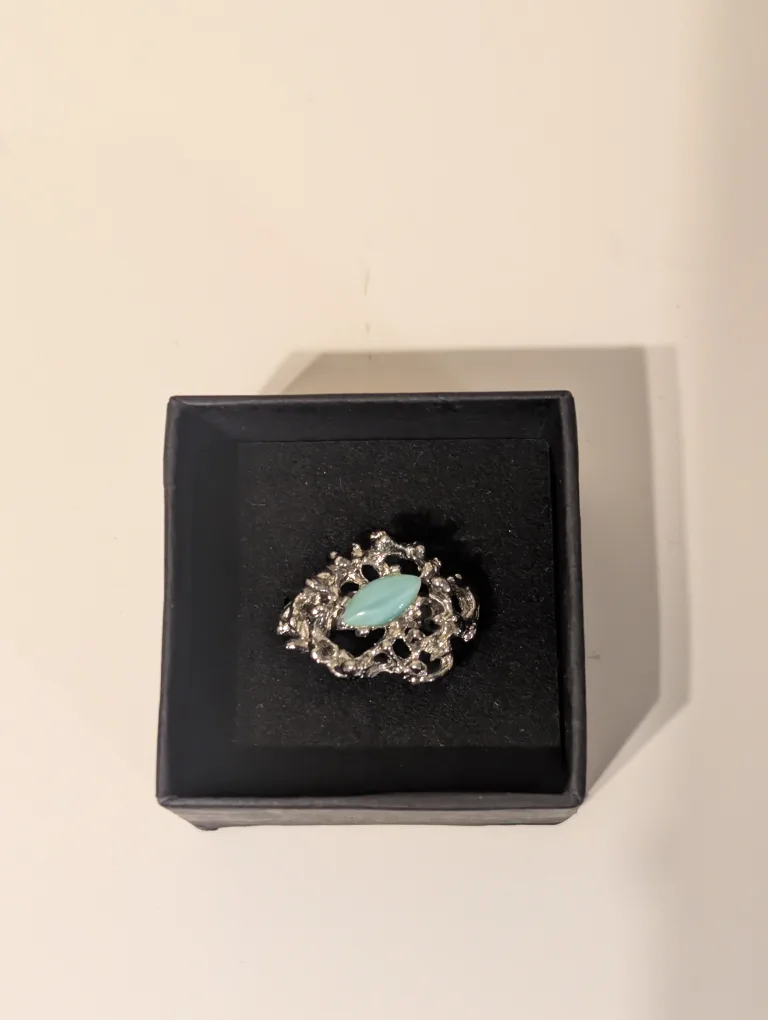 Silver-tone Ring with Light Blue Stone thumbnail