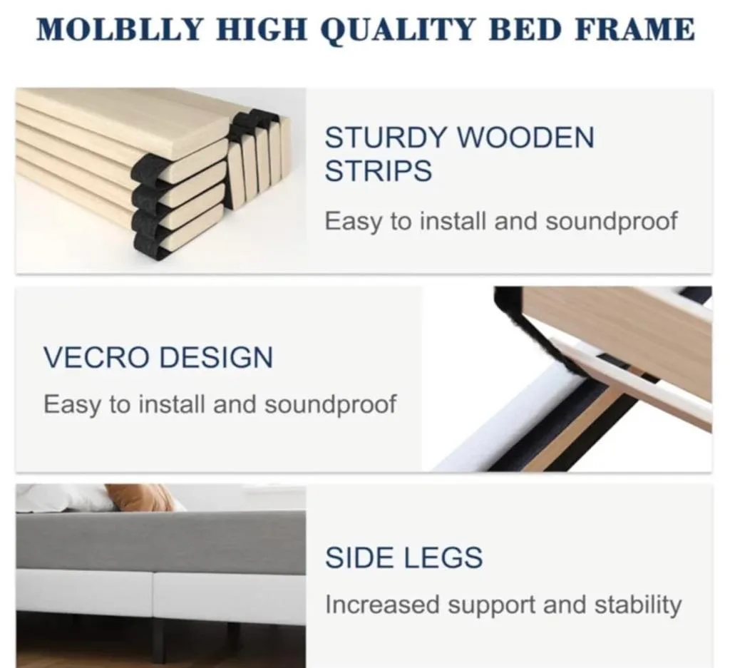 MOLBLLY Queen Size Bed Frame - Grey image indicator(3)