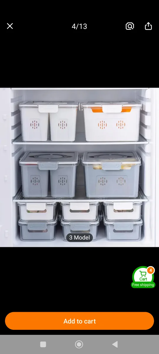 New Refrigerator Storage Box with 4 grids draining boxes image indicator(7)