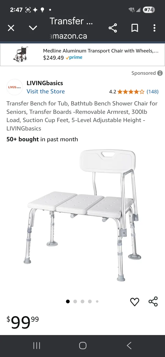 Medical Shower Chair. THERAPY Bath Tub Transfer seat image indicator(6)