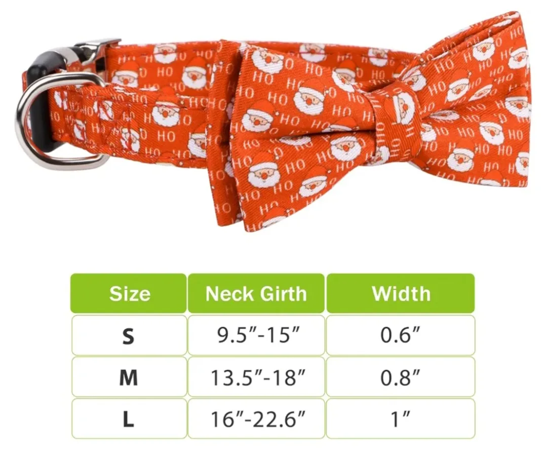 Christmas-themed Dog Collar & Bow Tie Set - Size L image indicator(3)